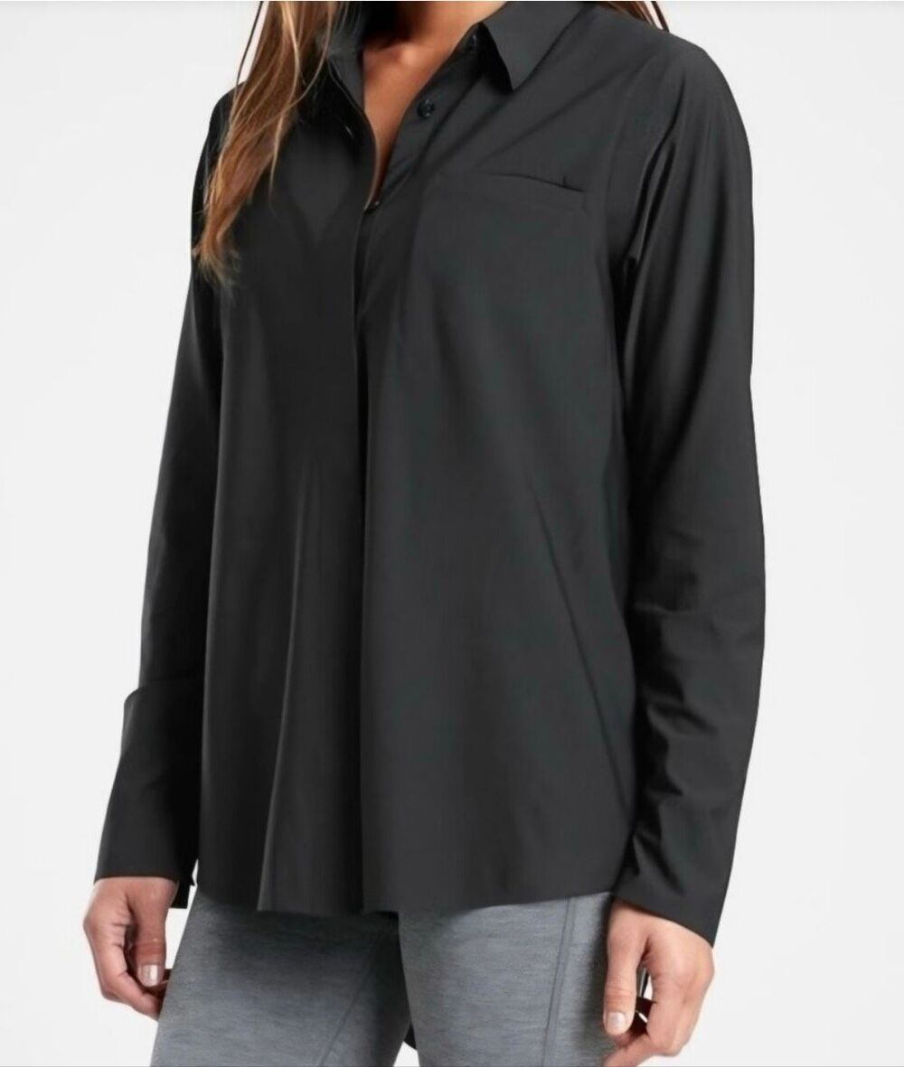 Athleta urbanite black button down blouse size small